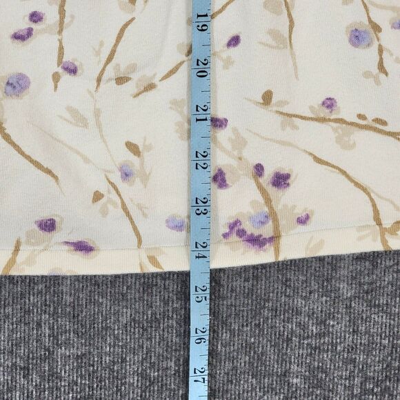 J. Jill Sweater Womens Petite Small Ivory Floral Stretch Knit Short Sleeve Top - Picture 5 of 12